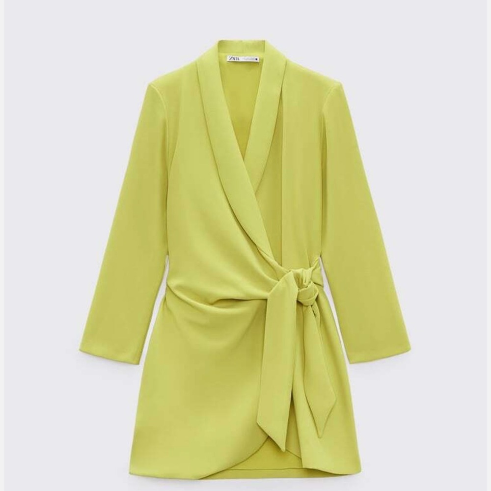 Zara Lime Green Wrap Blazer Dress